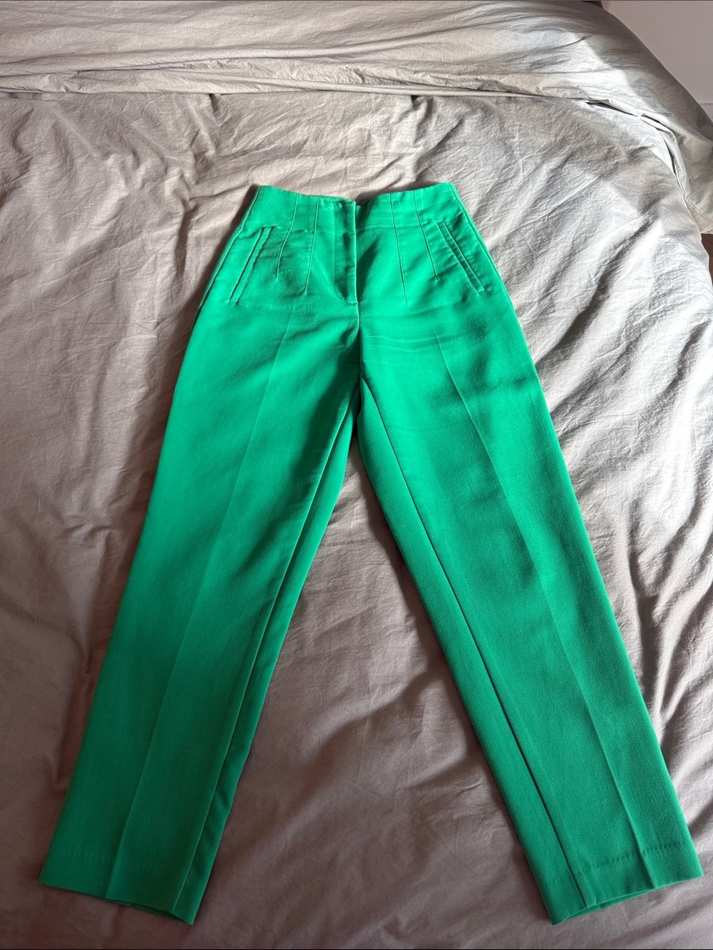 Zara Vibrant Emerald High-Waist Tailored Trousers